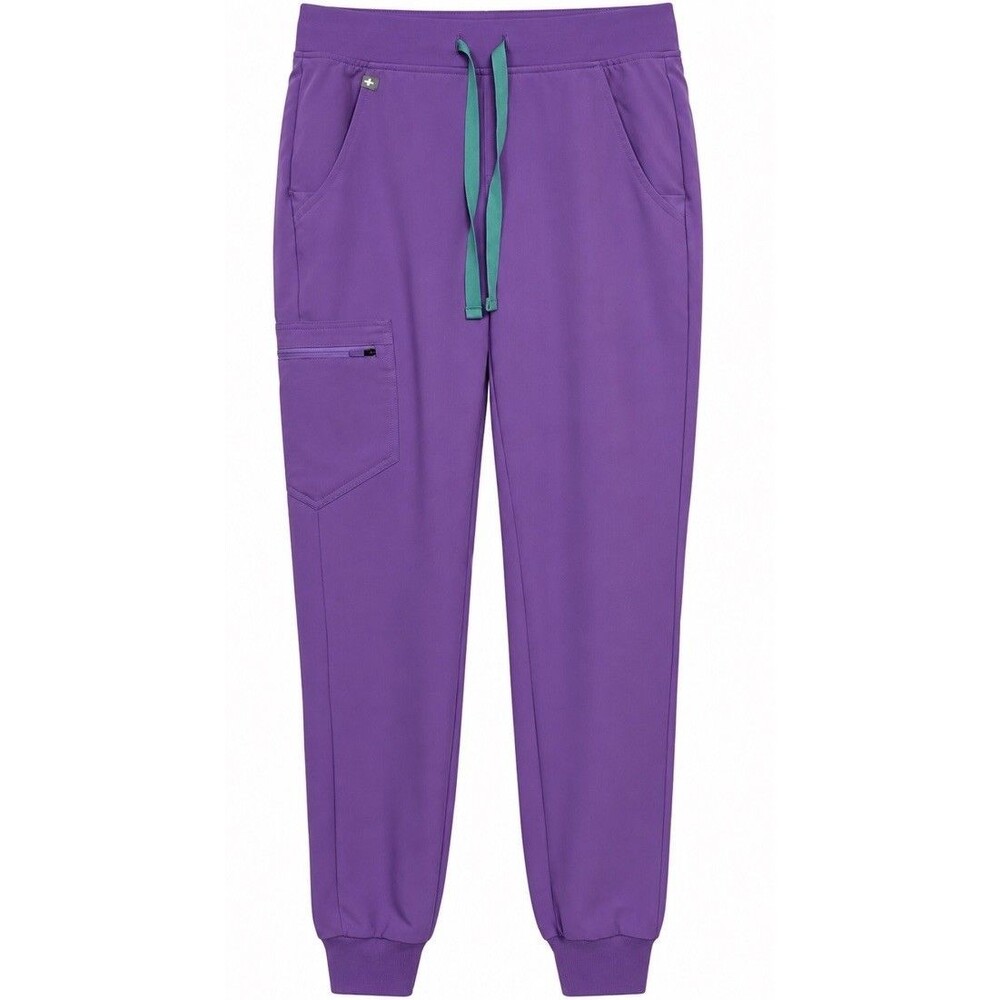 Figs Zamora Jogger Scrub Pants Purple Teal Drawstring Women’s XXS /T Stretch